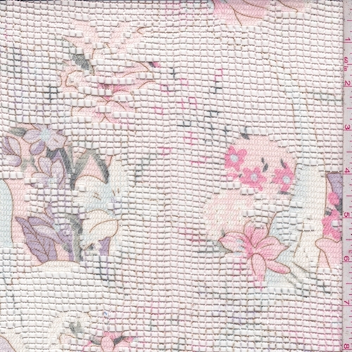 Cream/Pink/Lilac Floral Jacquard Mesh