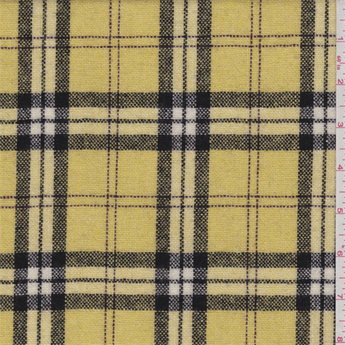 Golden Yellow Plaid Wool Suiting
