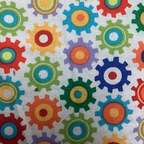 White Multi Cog Print Poplin