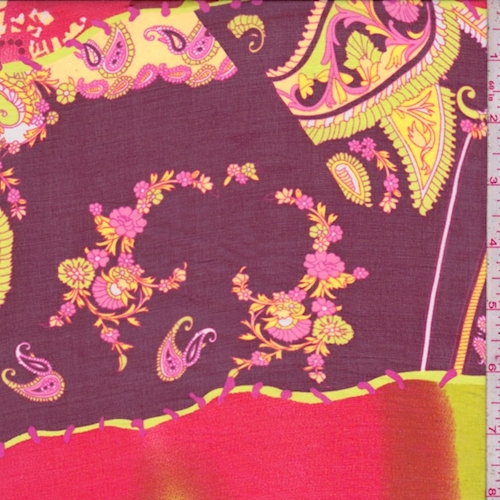 Cranberry/Lime/Coral Paisley Silk Chiffon