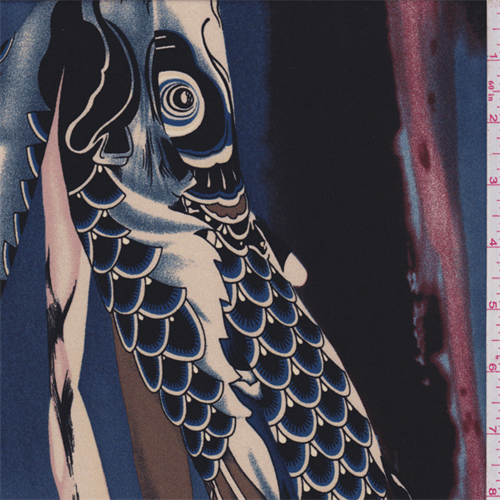 Pool Blue Multi Koi Silk Georgette