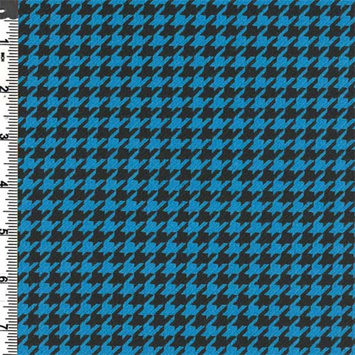 Cyan/Black Houndstooth Stretch Chunky Polyester