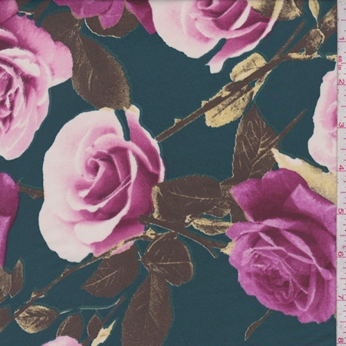 Spruce/Magenta Rose Charmeuse