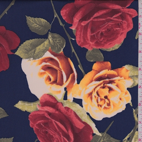 Deep Blue/Crimson Rose Charmeuse