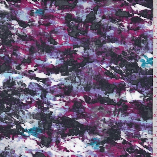 Purple/Fuchsia/Black Brushstroke Satin Charmeuse