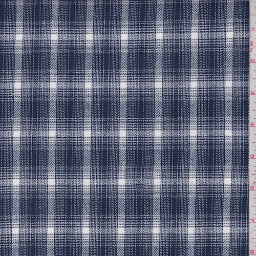 Dark Blue Plaid Herringbone Flannel