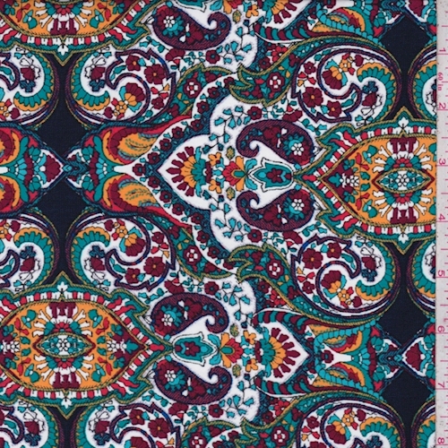 Midnight/Gold Paisley Challis
