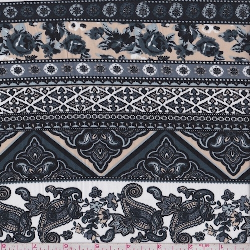 Pewter/Beige/Black Deco Stripe Challis