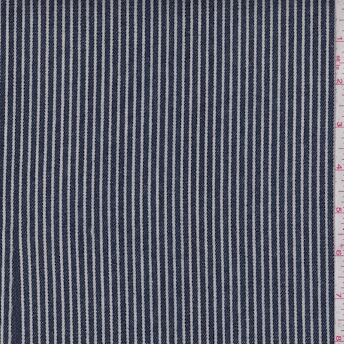Dark Navy Pinstripe Cotton Canvas