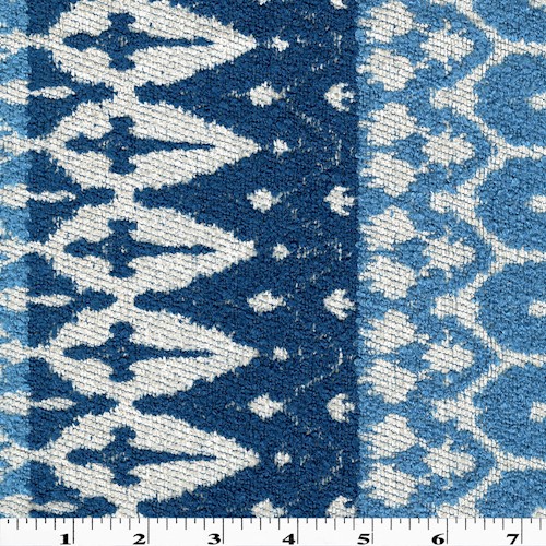 Blue Textured Boucle Moroccan Stripe Damask Decor Fabric DFW61720