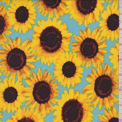 Turquoise/Gold Sunflower Challis