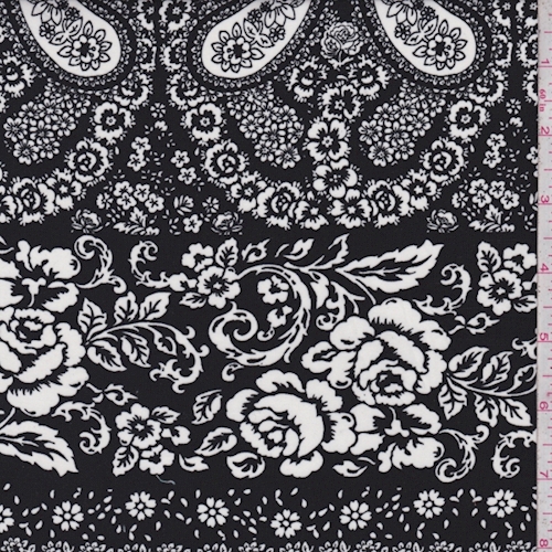 Black/White Paisley Floral Challis