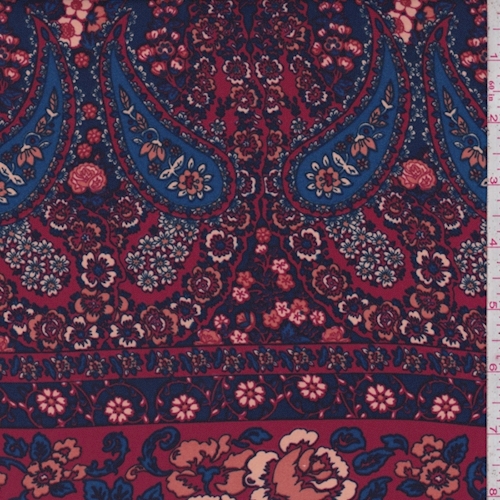 Mulberry/Cobalt Floral Stripe Challis