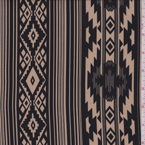 Light Tan/Black Aztec Stripe Challis