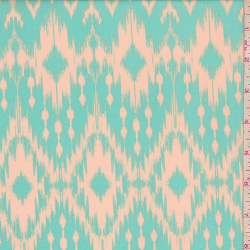 Pale Tan/Mint Diamond Ikat Challis