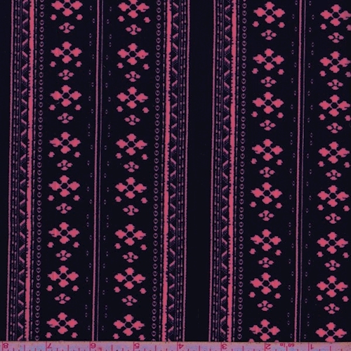 Dark Indigo/Neon Pink Deco Stripe Challis