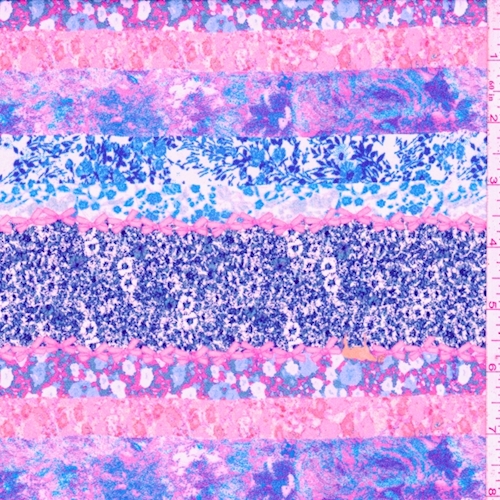 Pink/Navy/Fuchsia Deco Stripe Challis
