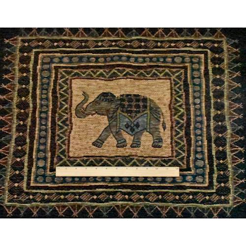 *1 PANEL PC--Brown/Blue/Multi Elephant Tapestry Decorating Fabric