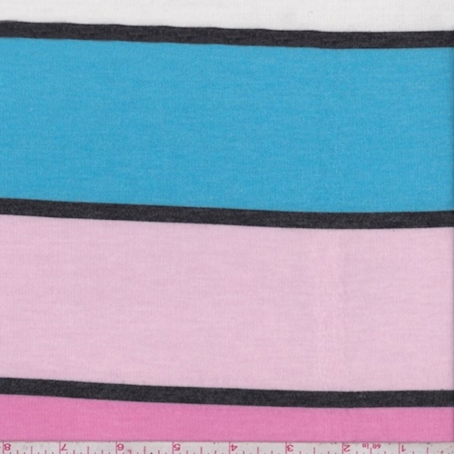 Aqua/Pink Stripe Baby French Terry Knit