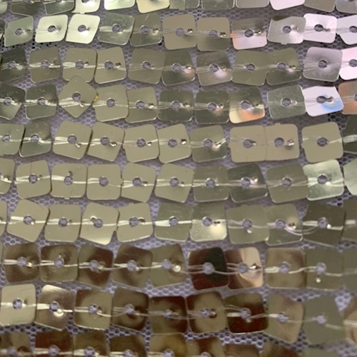 Gold/White Square Sequin Mesh