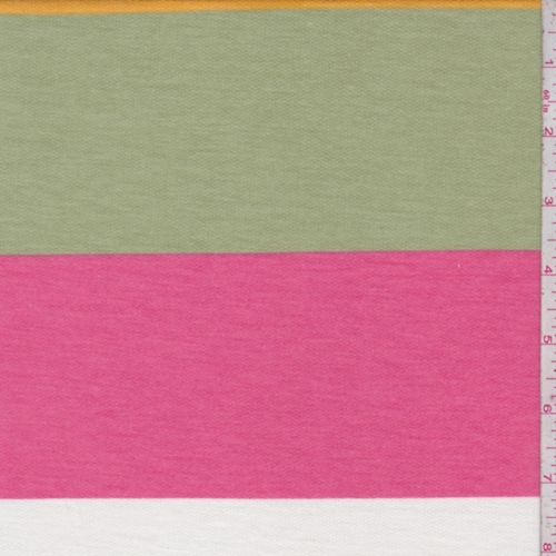Celery/Pink/Gold Multi Stripe Baby French Terry Knit
