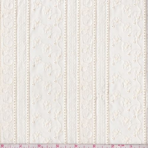 Buttercream Floral Stripe Embroidered Chiffon