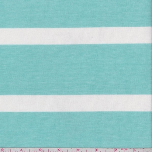 Spa Blue/White Stripe French Terry Knit