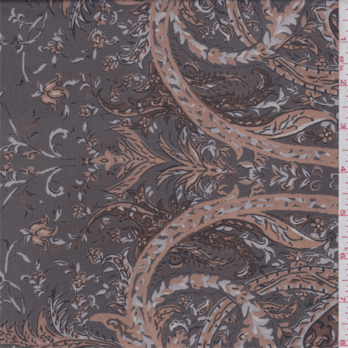 Dusty Brown/Coral Paisley Georgette