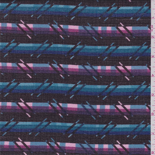 Black/Blue/Pink Plaid Stripe Silk Gauze