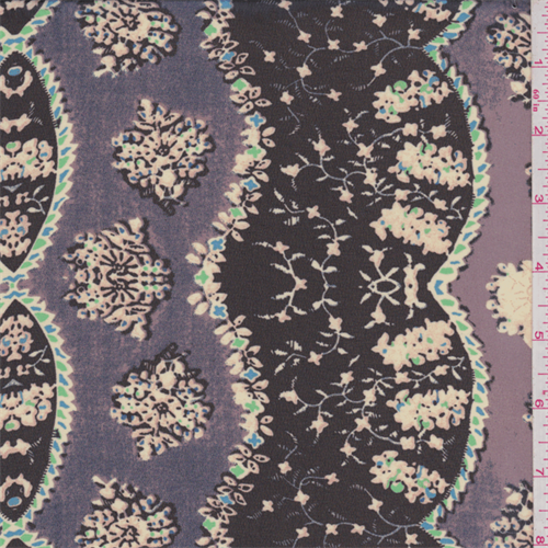 Mauve/Denim/Black Scallop Polyester Chiffon