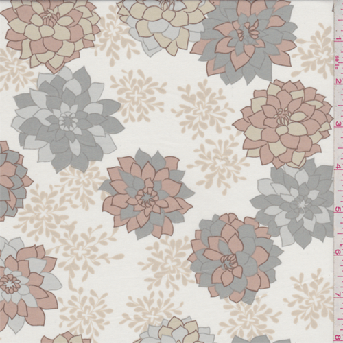 Ivory/Copper Floral Print Voile