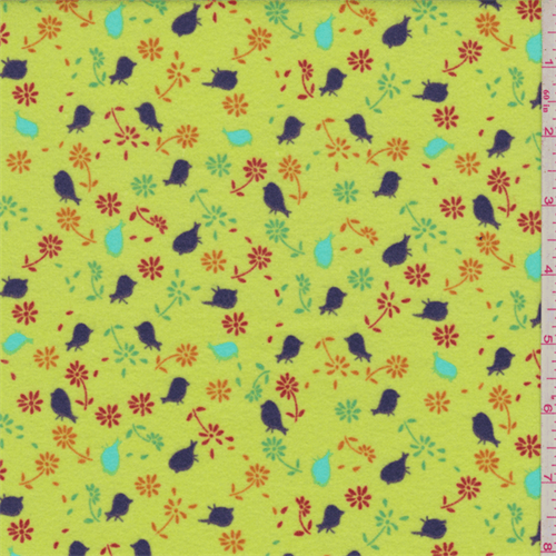 Celery Green Multi Floral Flannel
