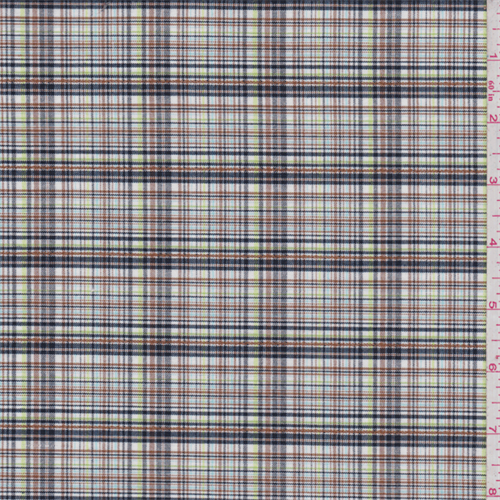 White/Brown Multi Plaid Shirting