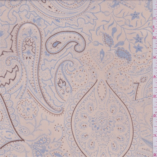Beige/Powder Blue Paisley Georgette