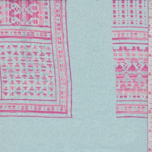 Turquoise/Berry/Pink Tile Silk Chiffon Fabric