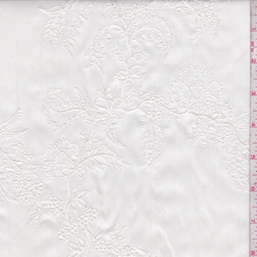 Ivory Embroidered Floral Silk Charmeuse