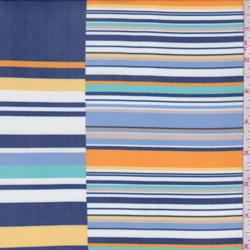 Periwinkle/Orange/Navy Stripe Block Power Mesh