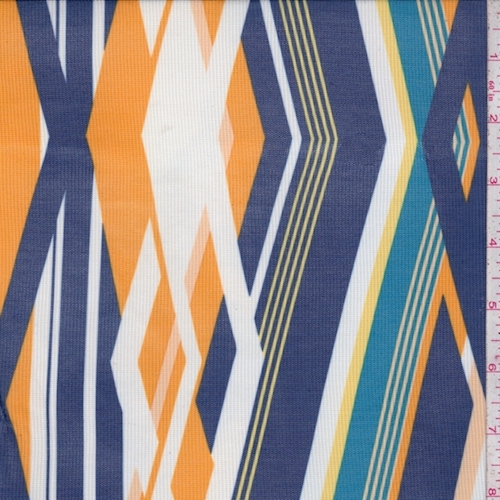 Navy/Orange Multi Stripe Diamond Power Mesh