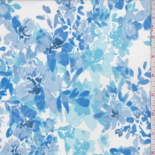 White/Blue Multi Floral Power Mesh