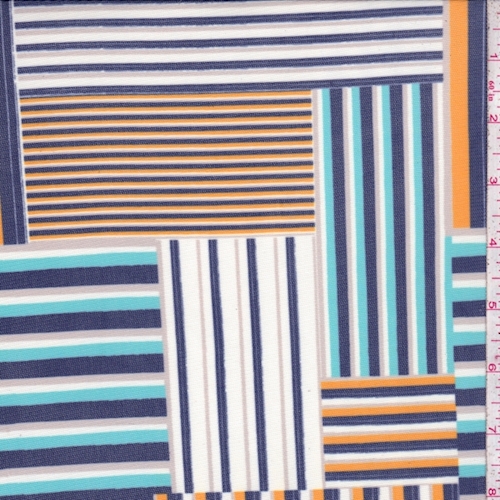 Navy/Turquoise/Grey Patchwork Power Mesh