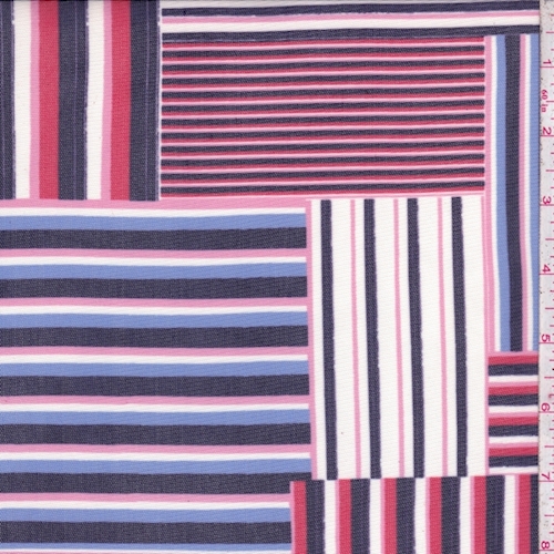 Pink/Periwinkle/Red Patchwork Power Mesh