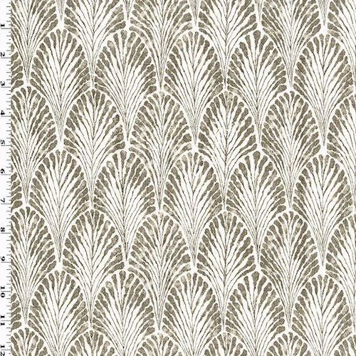 Brown/Off-White Art Scallop Printed Canvas Decorating Fabric DFW61278
