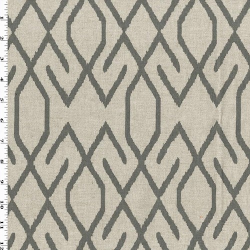Beige/Iron Gray Abstract Trellis Printed Canvas Decor Fabric DFW61270