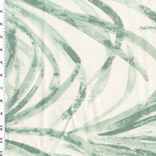 Soft White/Sage Printed Palm Leaf Basket Canvas Decor Fabric DFW61250