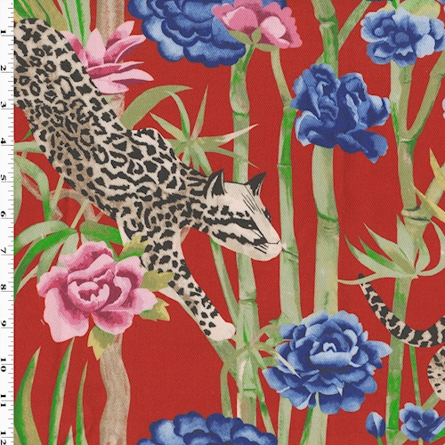 Red/Blue/Multi Twill Safari Printed Home Decorating Fabric