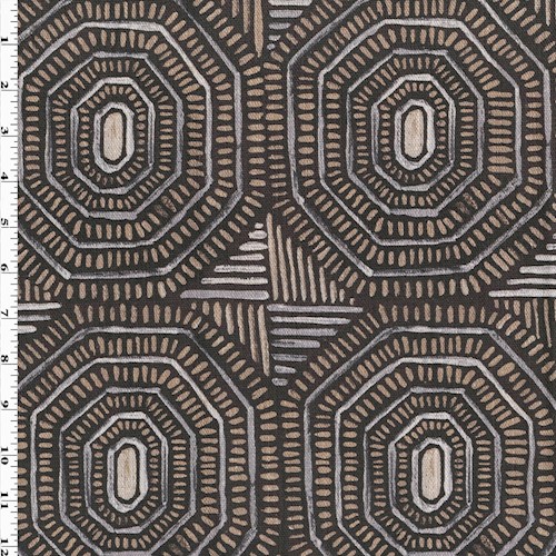 Brown/Beige/White Multi Ethnic Printed Canvas Decor Fabric DFW61262