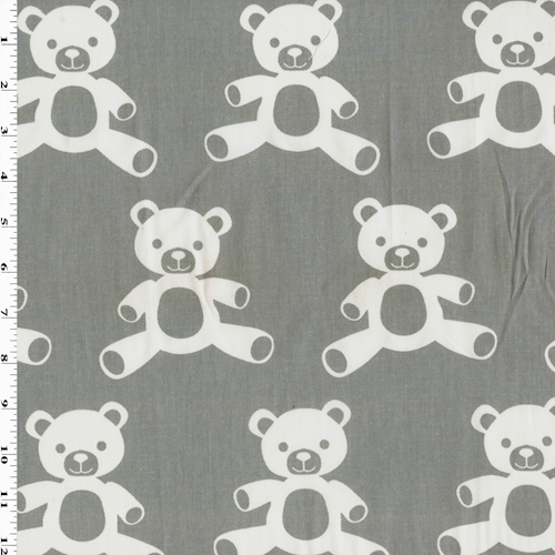 Gray/White Premier Bear Printed Twill Decor Fabric