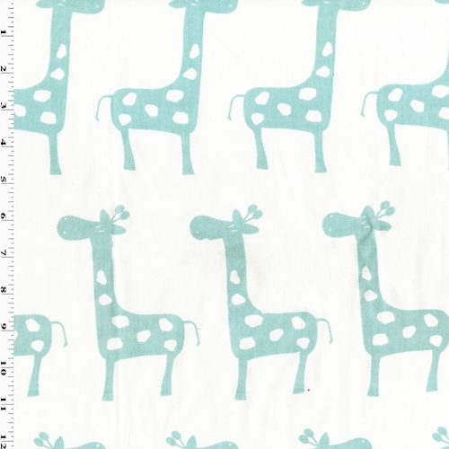 White/Turqoise Premier Twill Giraffe Pattern Decor Fabric