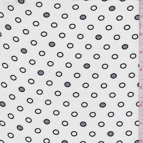 Off White/Grey/Black Circle Rayon Challis