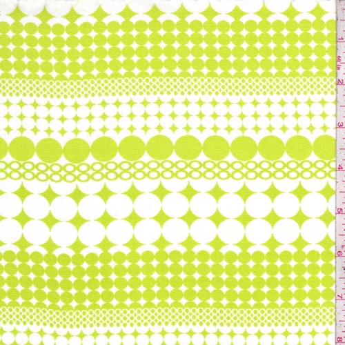 Lime/White Circle Stripe Rayon Challis